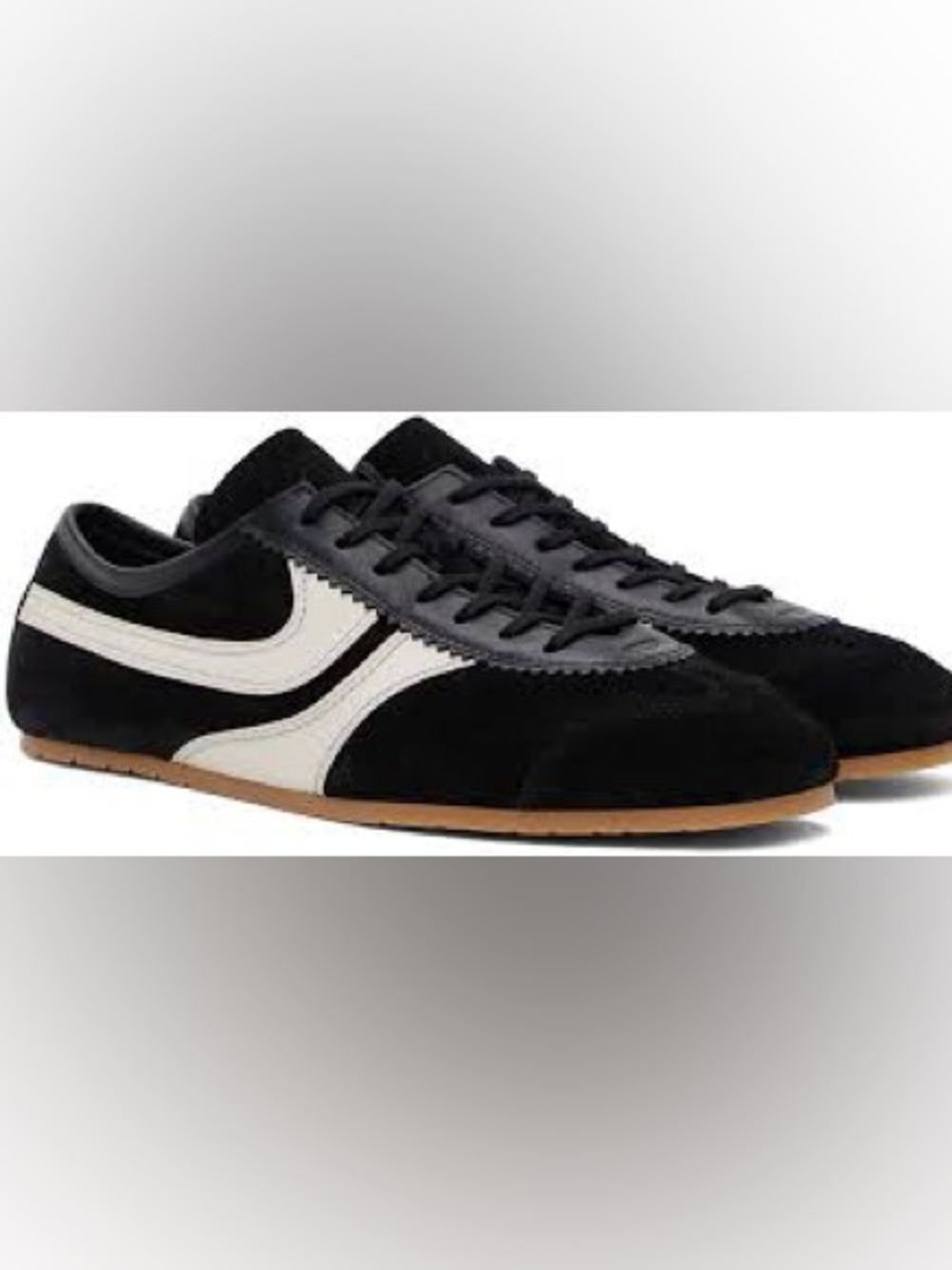 Dries van noten ladies Black and White Athletic Lace-Up Shoes suede 10 pr23-m1